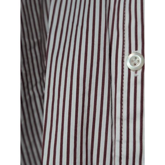 Charter Club Burgundy Stripe Tailored Fit Cotton Blend Button Up Shirt  Sz 20W - Picture 5 of 8
